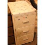 Vintage white painted metal three drawer filing cabinet. Not available for in-house P&P