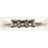 9ct white gold three diamond ring, size S, 2.0g. P&P Group 1 (£14+VAT for the first lot and £1+VAT