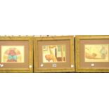 Three framed and glazed pictures of cats in maple frames. Not available for in-house P&P