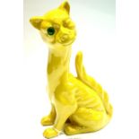 Aller Vale, Torquay pottery winking cat with original green glass eye, H: 30 cm, left facing