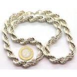 Silver heavy thick rope necklace, 8.7g. P&P Group 1 (£14+VAT for the first lot and £1+VAT for