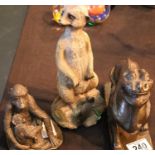 Three mixed animal figurines. Not available for in-house P&P