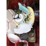 Box of mixed collectables to include ceramics and a illuminated mirror on stand. Not available for