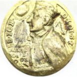Brass Medieval Papal token / pendant - Madonna and Pope. P&P Group 1 (£14+VAT for the first lot