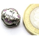 Genuine Chamilia sterling silver Daughter charm. P&P Group 1 (£14+VAT for the first lot and £1+VAT