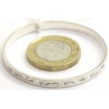 Childs sterling silver Christening bangle by Charles Horner, 6.6g. P&P Group 1 (£14+VAT for the
