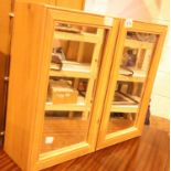 Large double mirrored door pine bathroom cabinet. Not available for in-house P&P