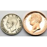 1942 half crown and an 1815 Wellington copy. P&P Group 1 (£14+VAT for the first lot and £1+VAT for