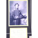 Field Marshall Fitzroy Somerset, 1st Baron Raglan, framed signature and photograph, overall, 30 x 42