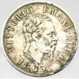 1863 Italian 50 Centimisi. P&P Group 1 (£14+VAT for the first lot and £1+VAT for subsequent lots)