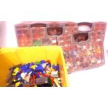 Quantity of assorted Lego parts in five storage boxes. P&P Group 3 (£25+VAT for the first lot and £