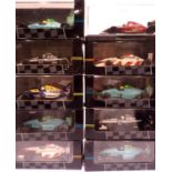 Ten Onyx 1:43 scale Formula 1 cars. P&P Group 2 (£18+VAT for the first lot and £3+VAT for subsequent