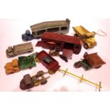 Selection of Dinky Toys, Crescent etc vehicles including car transporter, horsebox, Scammell