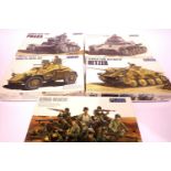 Five Fujimi 1:76 scale plastic kits, German Military vehicles and figures. P&P Group 1 (£14+VAT