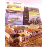 Five Plastic kits including Airfix; Waterloo Farmhouse, RAF set, Revell - Spitfire, Pegasus