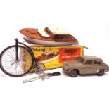 Mixed toys; Victory Industries, electric Hillman car, Triang; Derwent cabin cruiser, Penny