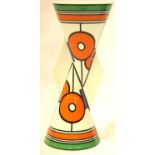 Wedgwood Clarice Cliff Yo Yo vase, H: 23 cm. P&P Group 2 (£18+VAT for the first lot and £3+VAT for