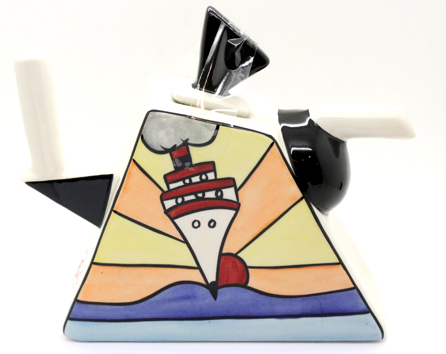 Lorna Bailey wedge shape teapot Cruise, H: 18 cm. P&P Group 2 (£18+VAT for the first lot and £3+