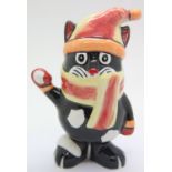 Lorna Bailey Snowballing cat, H: 14 cm. P&P Group 2 (£18+VAT for the first lot and £3+VAT for