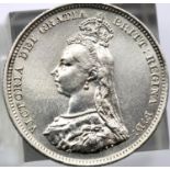 1887 Silver Shilling of Queen Victoria. P&P Group 1 (£14+VAT for the first lot and £1+VAT for