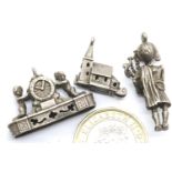 Three silver vintage assorted charms. P&P Group 1 (£14+VAT for the first lot and £1+VAT for