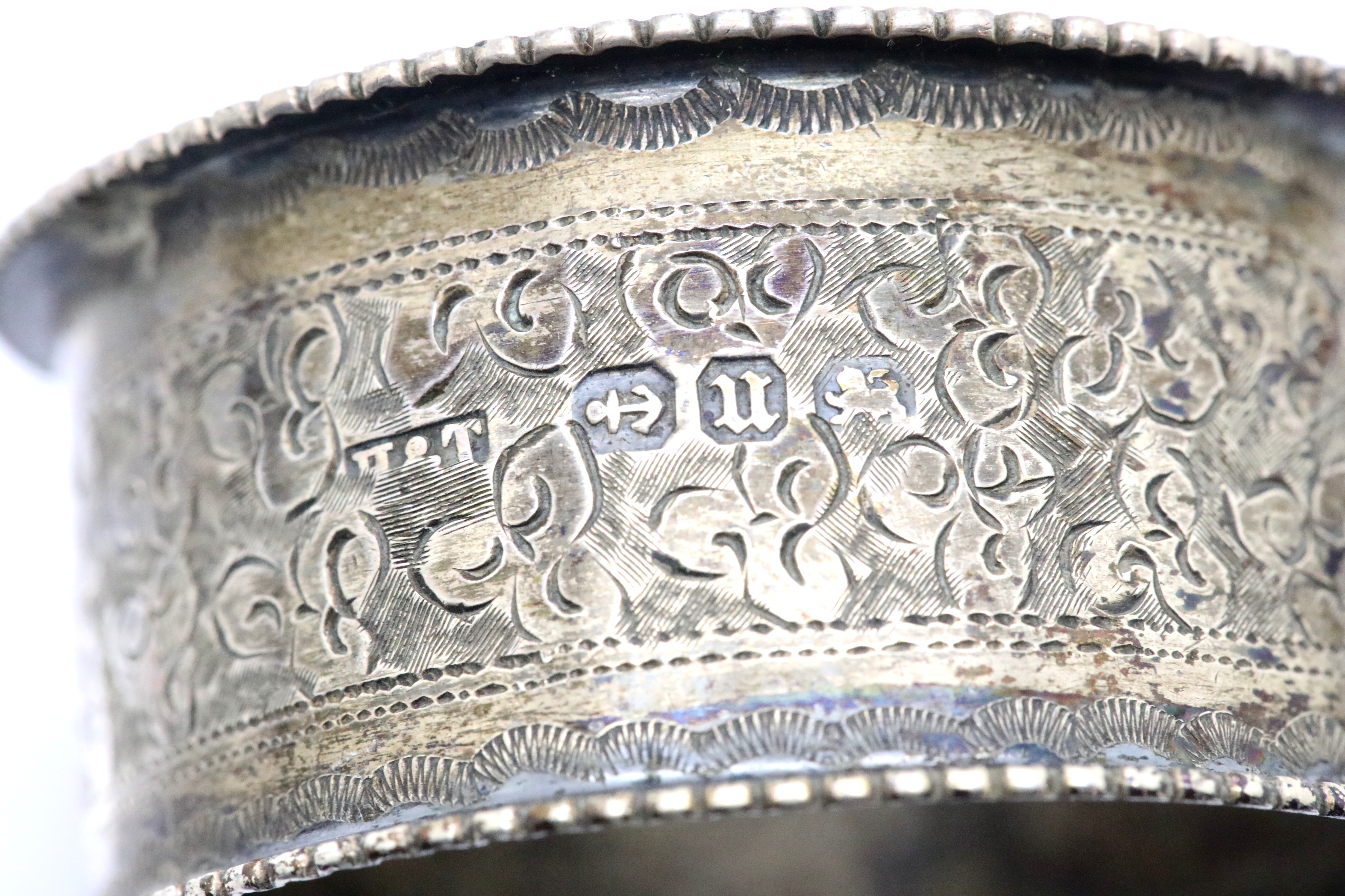 Three hallmarked silver napkin rings, combined 48g. P&P Group 1 (£14+VAT for the first lot and £1+ - Image 2 of 3