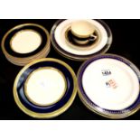 Blue and gilt ceramic dinnerware by Crown Ducal and Copeland Spode. Not available for in-house P&P