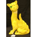 Aller Vale, Torquay pottery winking cat with original green glass eye, H: 30 cm, left facing
