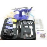 Substantial boxed watch repair and tool kit. P&P Group 2 (£18+VAT for the first lot and £3+VAT for