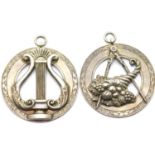 Two large hallmarked silver Masonic jewels for the Lodge of Emulation 1505, combined 123g. P&P Group