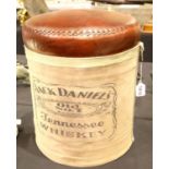 Jack Daniels leather top stool, H: 45 cm. Not available for in-house P&P