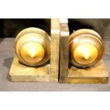 Pair of oak and copper Art Deco bookends. P&P Group 2 (£18+VAT for the first lot and £3+VAT for