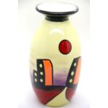 Lorna Bailey lipped vase in the Manhattan pattern, H: 20 cm. P&P Group 3 (£25+VAT for the first