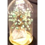 Jade tree on an amethyst base in a glass clock dome, H: 29 cm. Not available for in-house P&P