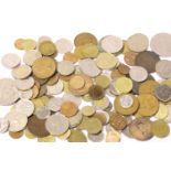 Box of mixed UK and world coins. Not available for in-house P&P