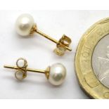 Ladies American 14ct new old stock pearl stud earrings. P&P Group 1 (£14+VAT for the first lot