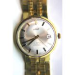 Boxed gents 25 jewel wristwatch on a gold plated bracelet. P&P Group 1 (£14+VAT for the first lot