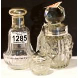 Cut glass dressing table jar with silver collar, hallmarked London 1920, H: 14 cm, Edwardian cut