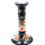 Moorcroft boxed Oberon candlestick, H: 21 cm. P&P Group 2 (£18+VAT for the first lot and £3+VAT