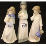 Three Nao girl figures. P&P Group 2 (£18+VAT for the first lot and £3+VAT for subsequent lots)