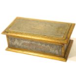 Far East wooden box with white metal scenic panels to top and four sides, 22 x 11 x 8 cm H. P&P