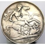 1890 Victoria crown. P&P Group 1 (£14+VAT for the first lot and £1+VAT for subsequent lots)