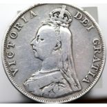 1890 Silver Double Florin of Queen Victoria. P&P Group 1 (£14+VAT for the first lot and £1+VAT for