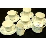 Noritake Blue Hill tea set, lacking one cup and saucer. Not available for in-house P&P