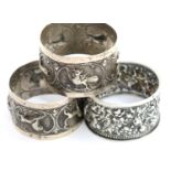 Three silver napkin rings, combined 58g. P&P Group 1 (£14+VAT for the first lot and £1+VAT for