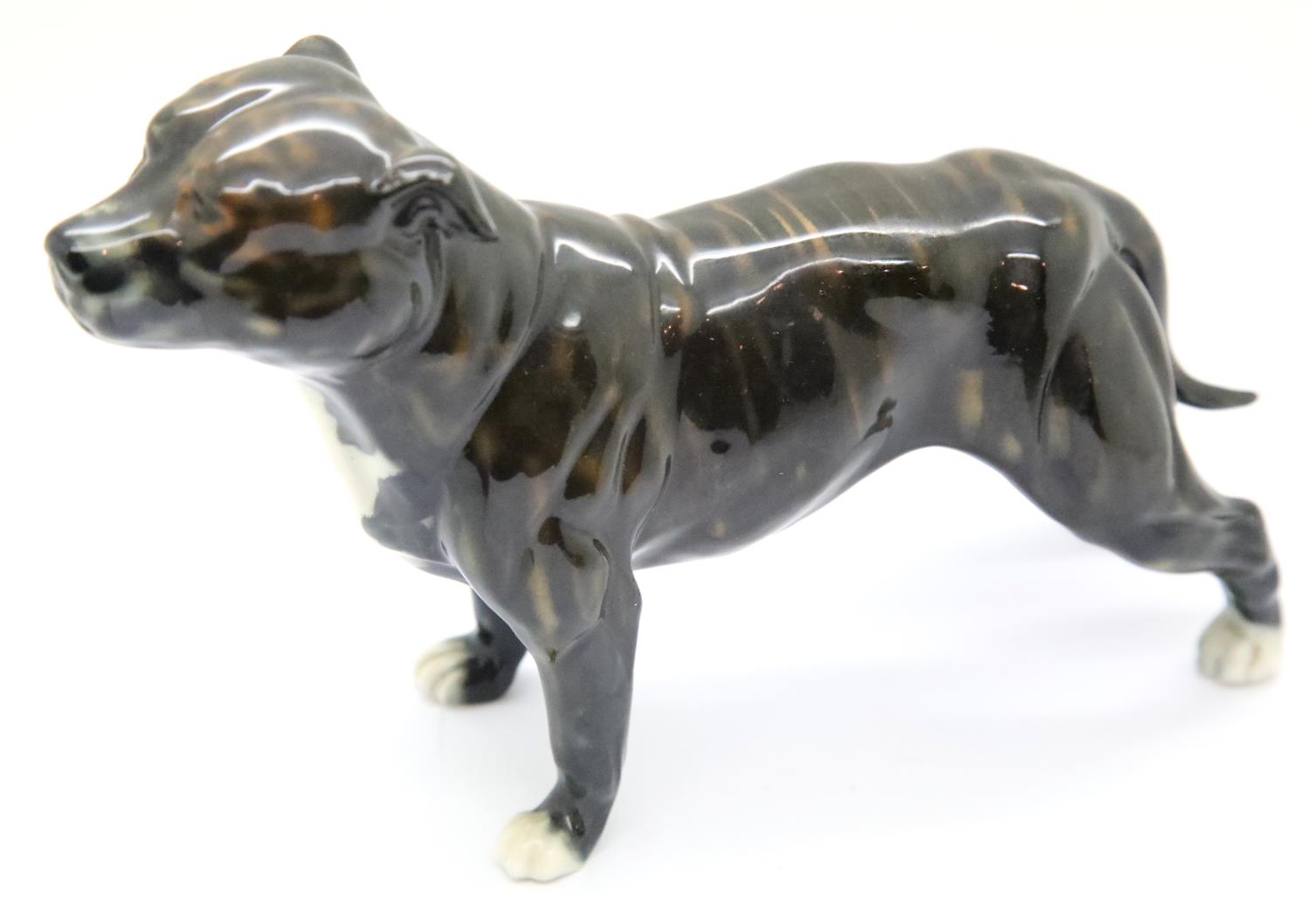 Beswick Brindle bull terrier L: 19 cm. P&P Group 3 (£25+VAT for the first lot and £5+VAT for