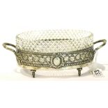 German silver and hobnail cut crystal bowl with star base, Wallerstein, silver W: 291g. P&P Group