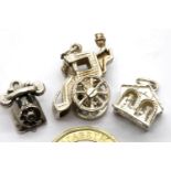 Three vintage silver charms. P&P Group 1 (£14+VAT for the first lot and £1+VAT for subsequent lots)