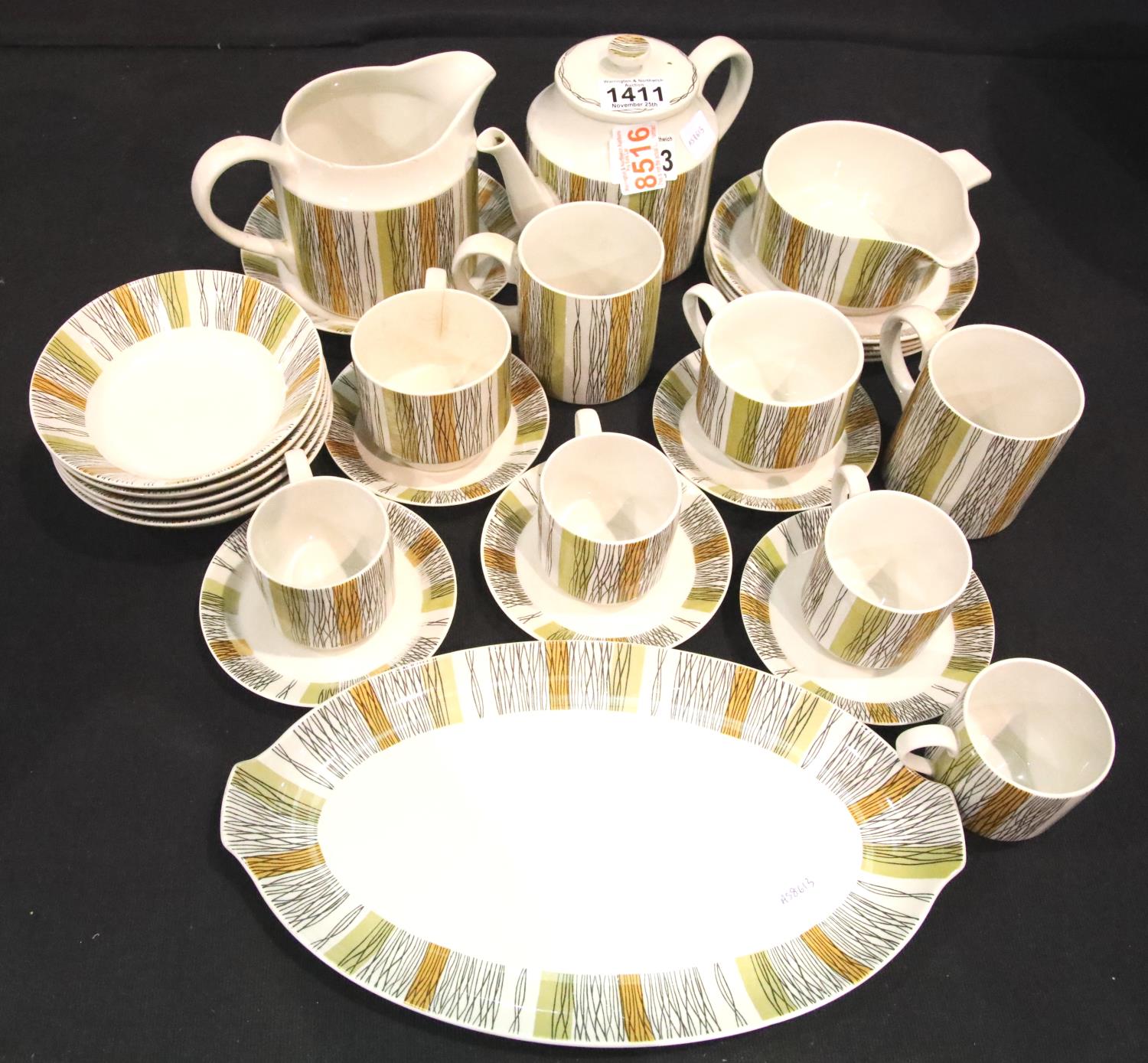 Mid Century part tea and dinner service by Mid Winter, 30 pieces. Not available for in-house P&P