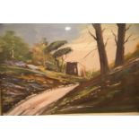 Framed pastel on paper of a rural scene signed Esprita, 45 x 33 cm. Not available for in-house P&P